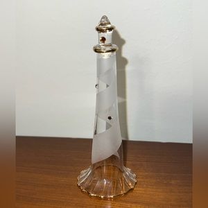 Miniature glass lighthouse with crystals 4”